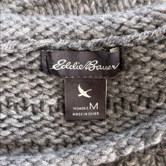 Eddie Bauer Gray chunky knit wool blend Sweater size medium - Picture 4 of 7